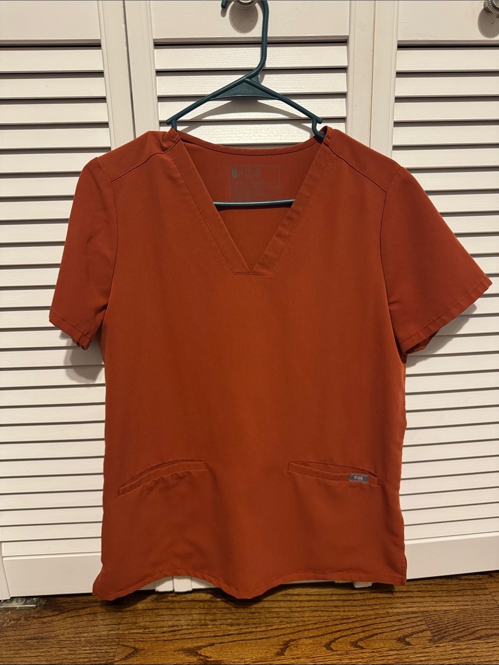 Women's V-Neck Medical Scrub Top and Zamora jogger bottom - Rust S/ SP